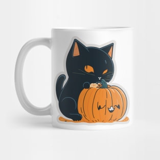 Halloween cute black cat and orange pumpkin Mug